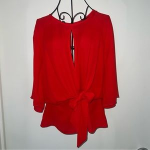 Express Three Quarter Sleeve Blouse Red